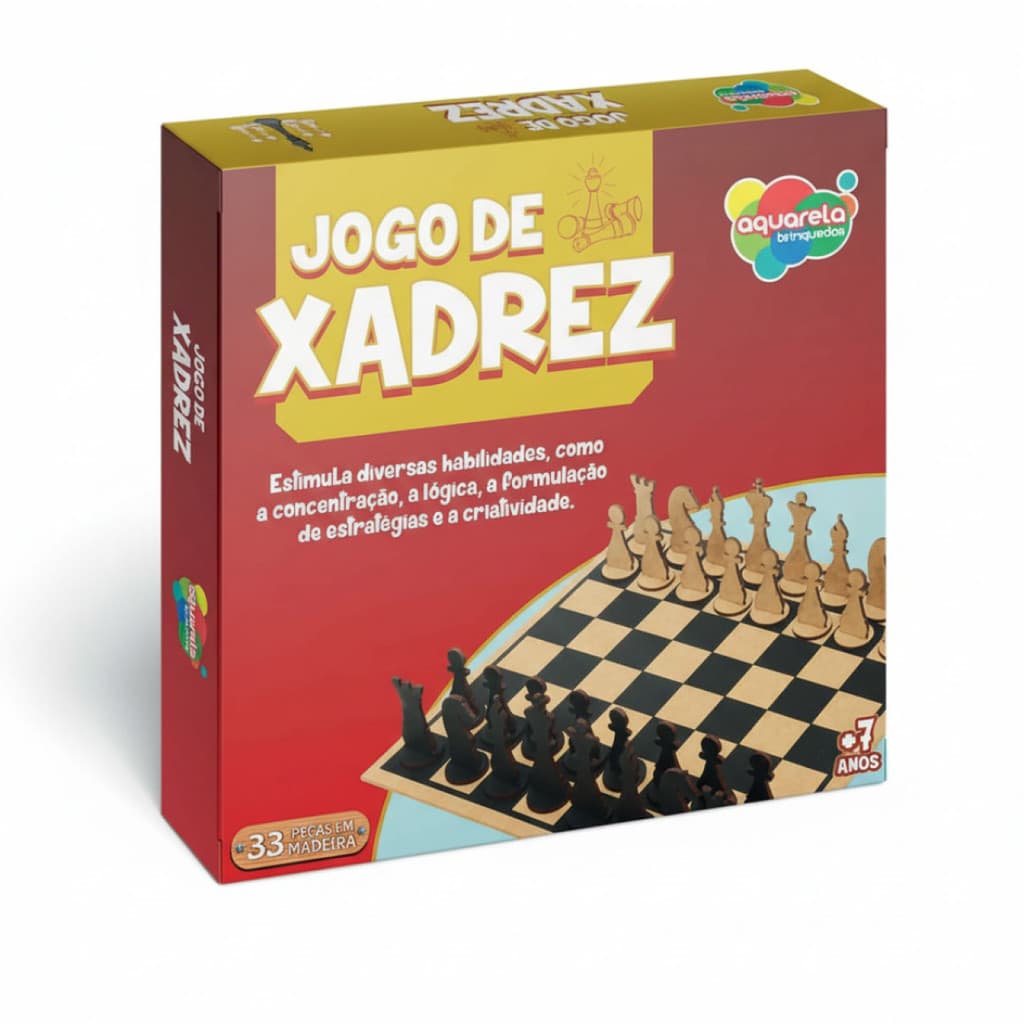 Xadrez Educatico em Mdf Tabuleiro E Peças Madeira jogo de estratégia,  raciocínio lógico,  jogo da família inteligente.!