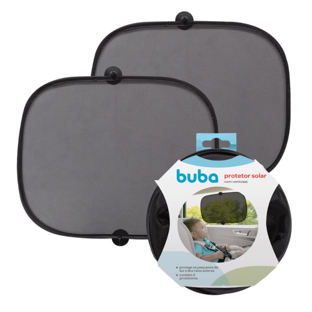 Kit Com 2 Protetores Solares blackout Carro Infantil Buba  Com Ventosa Protege Sol