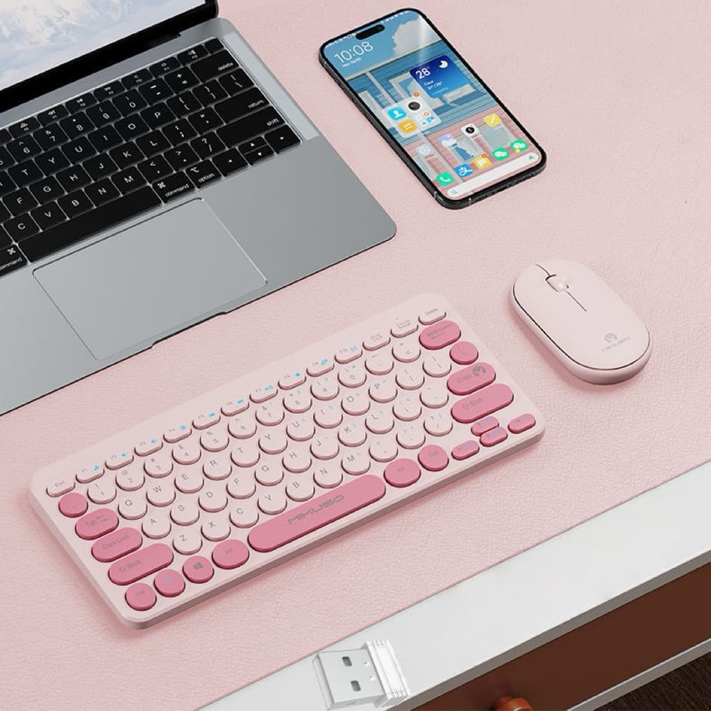 Conjunto de teclado e mouse sem fio 2.4G portátil, combinação de teclado e mouse sem fio ultrafino Ming