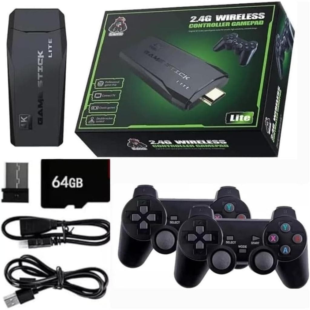 Vídeo Game Retrô Game Stick Lite 4k Hdmi 64gb 20.000 Mil Jogos Com 2 Controles Sem Fio