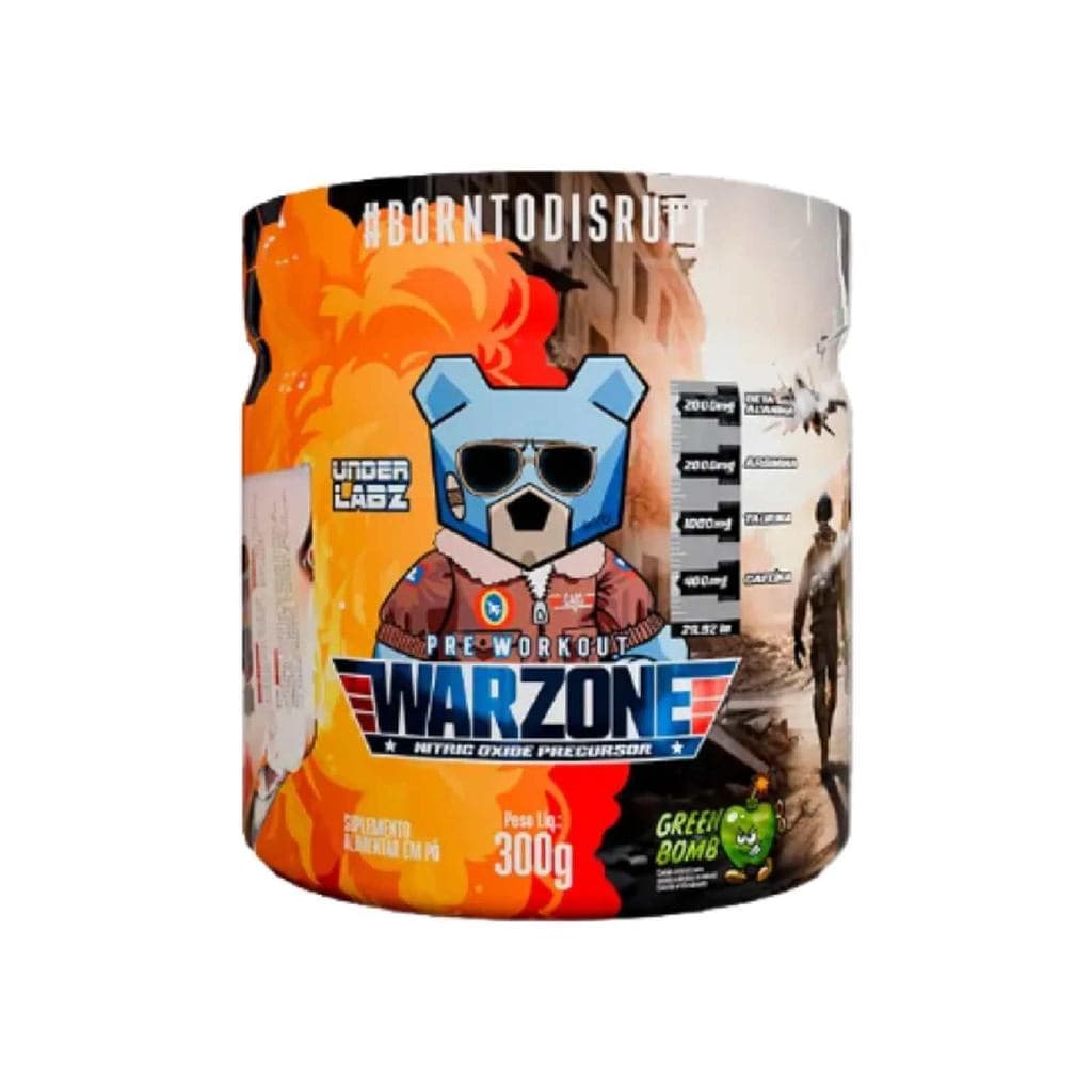 Warzone Under Labz Pré-Treino 300g Sabor Green Bomb Maçã Verde Suplemento