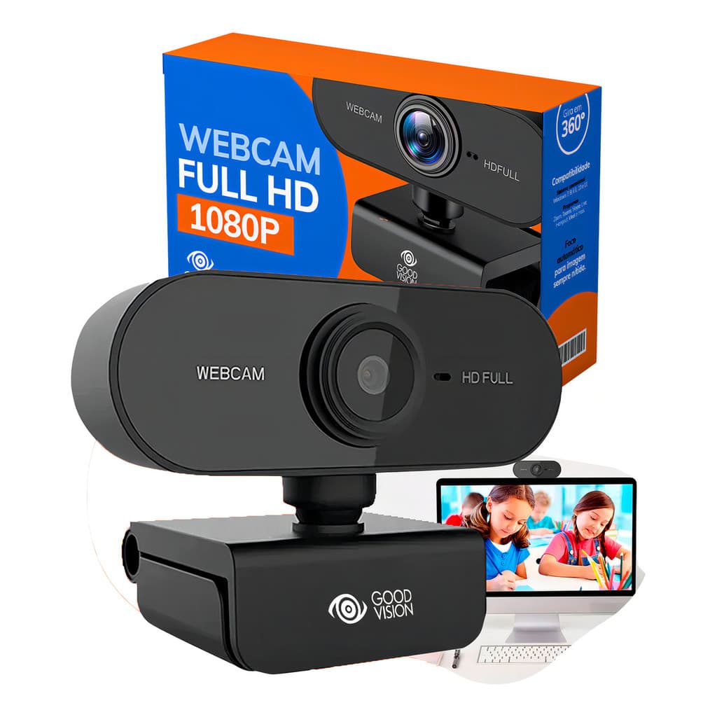 Webcam Camera Full Hd Zoom 1080p 360 Graus Video Conferencia Streamcam Web Cam Entrada Usb 2.0 Com Microfone-Goodvision