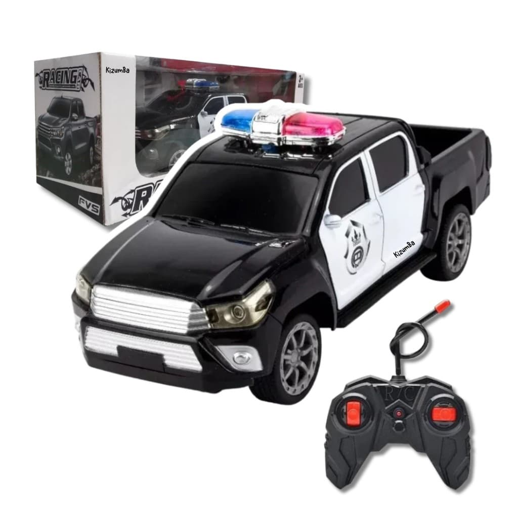 Carrinho De Controle Recarregavel Remoto Policia Caminhonete Toyota Hilux Infantil Kizumba