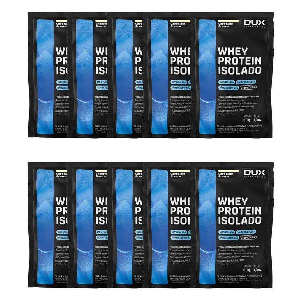 Whey Protein Isolado - 10 Sachês 30g Chocolate Branco - Dux Nutrition