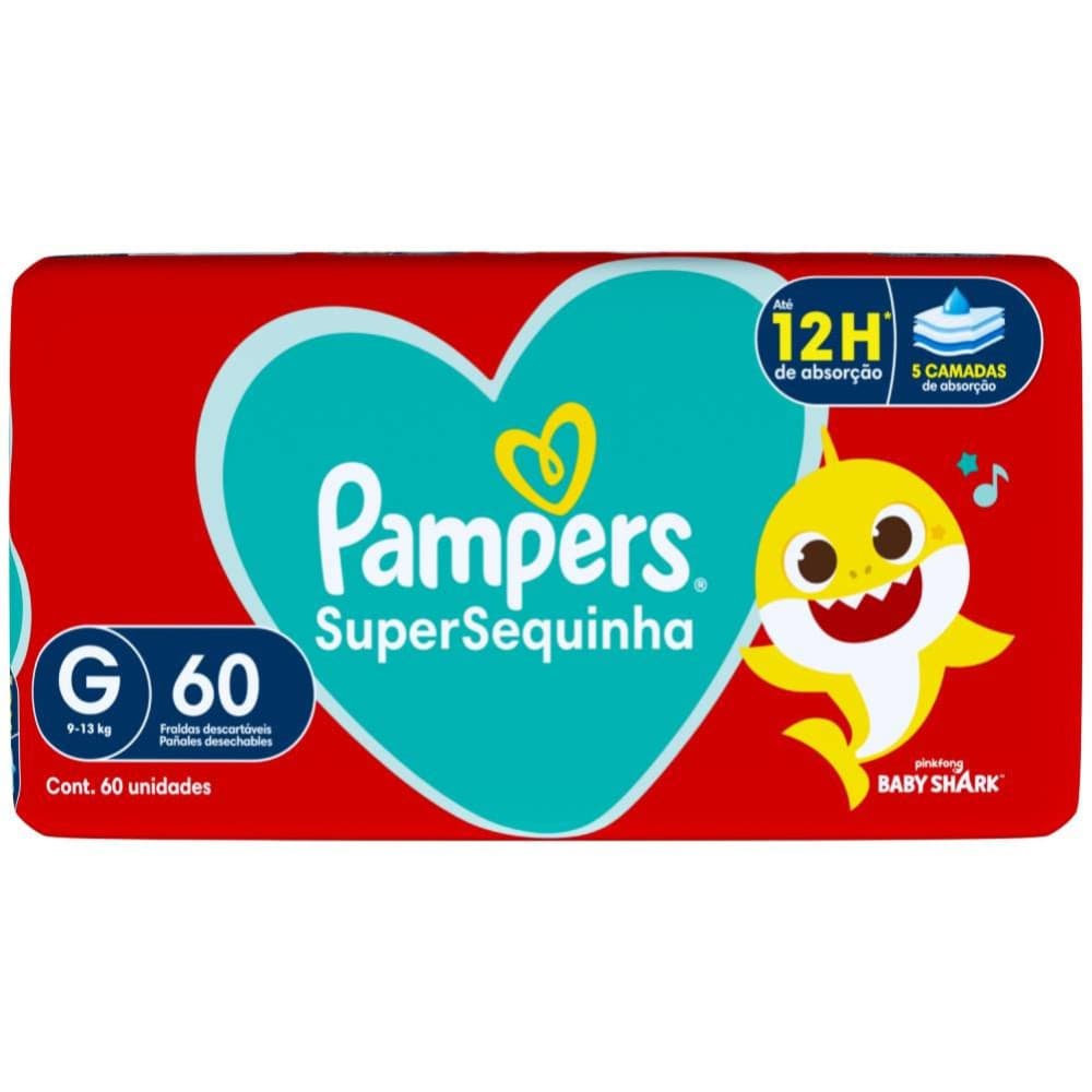 Fralda Pampers Supersequinha G Com 60 Unidades