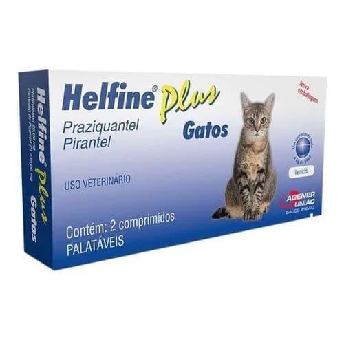 Vermífugo Helfine Plus Gatos 2 Comprimidos - Agener União