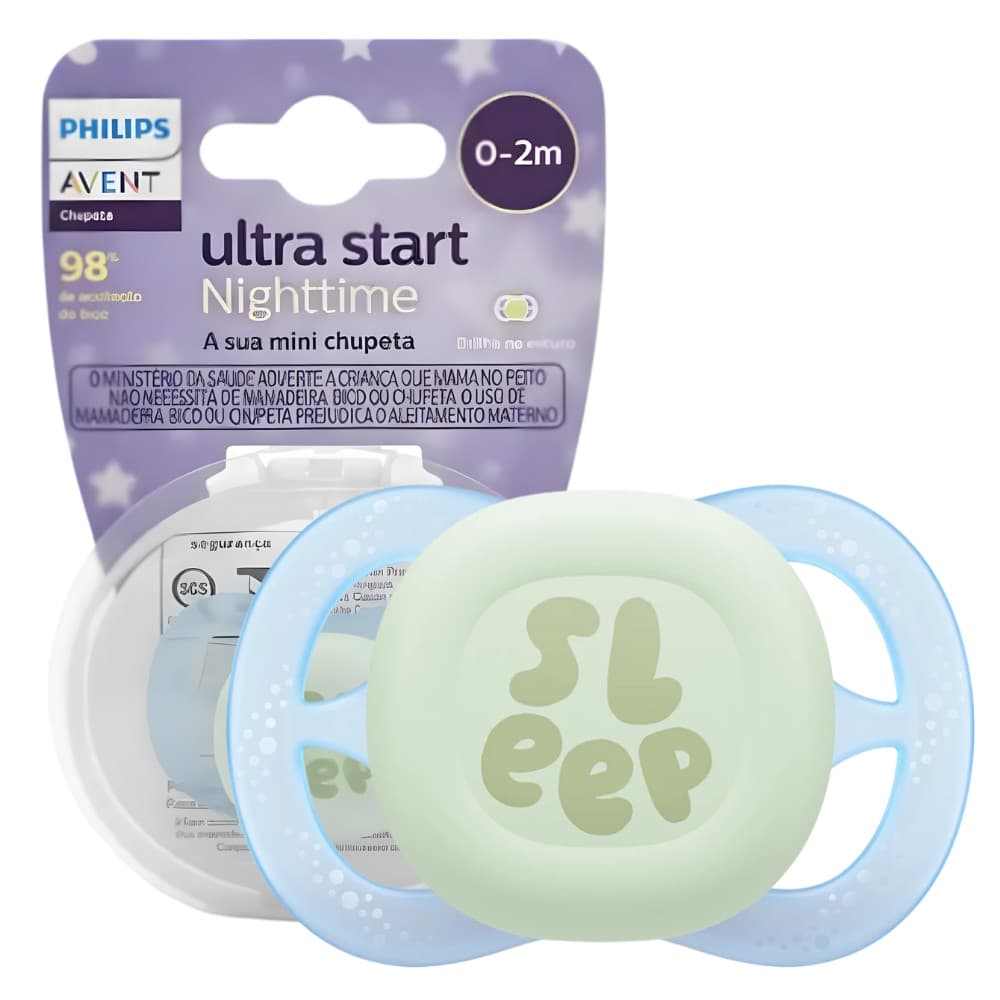 Chupeta Philips Avent Ultra Start Nighttime 0-2m Brilha no Escuro Bico Ortodôntico 0% BPA