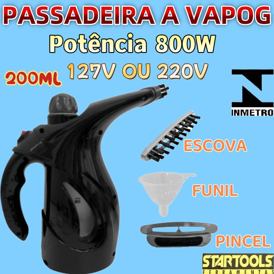 Passadeira A Vapor De 200ML Inmetro 22Cm Startools Escova  Com Potência 127V OU 220V Potência 800W