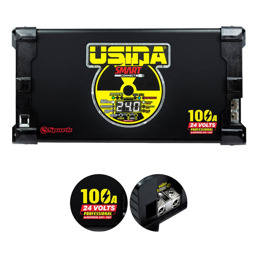 Fonte Usina Connect 100a 24v Bivolt Smart Charger Truck Line Som Automotivo