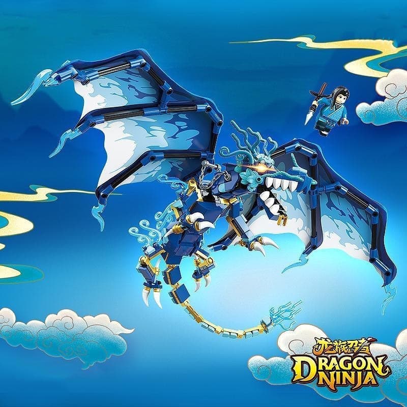 501 peças de blocos de montar de dragão aquático azul, compatíveis com a série Lego Ninja, brinquedo educativo infantil 