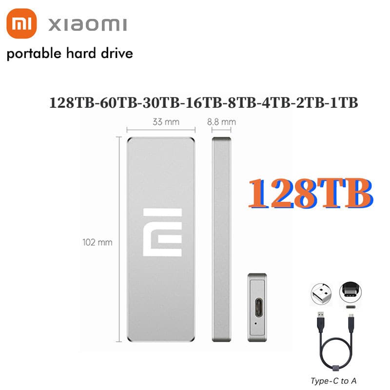 MI Disco rígido externo hd 128tb 60tb ssd portátil 16tb 8tb 4tb usb 3.1 tipo-c interface 1tb 2tb  externo hd