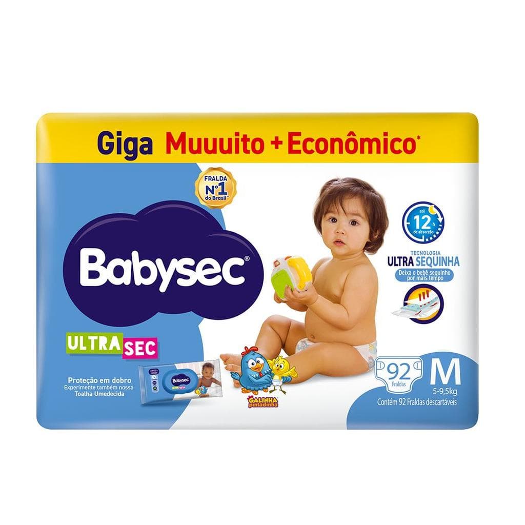 Fralda Babysec Galinha Pintadinha Ultra Giga M 92 Unidades