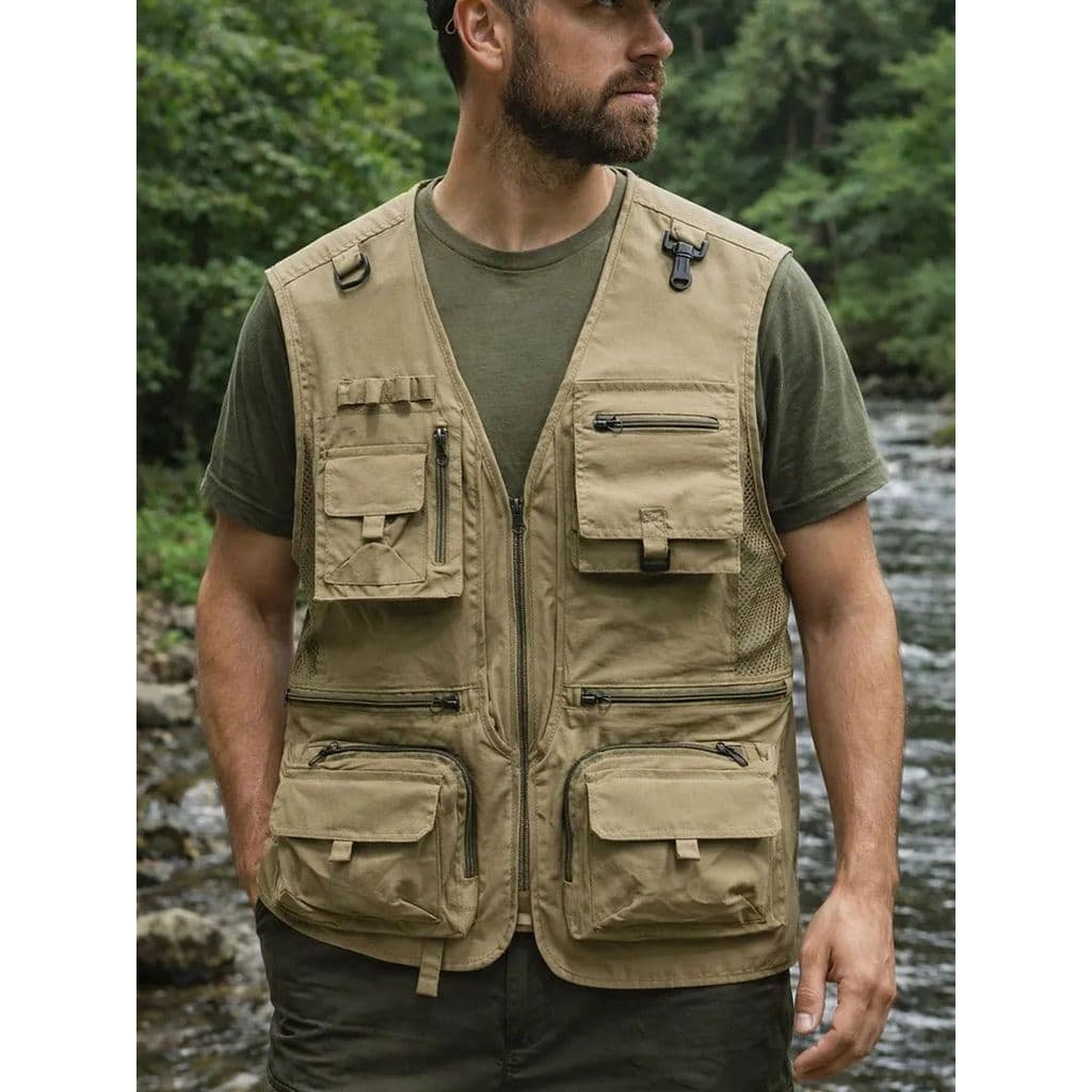 Colete Masculino Multibolso Utilitário para Pesca, Montanhismo e Trabalho ao Ar Livre