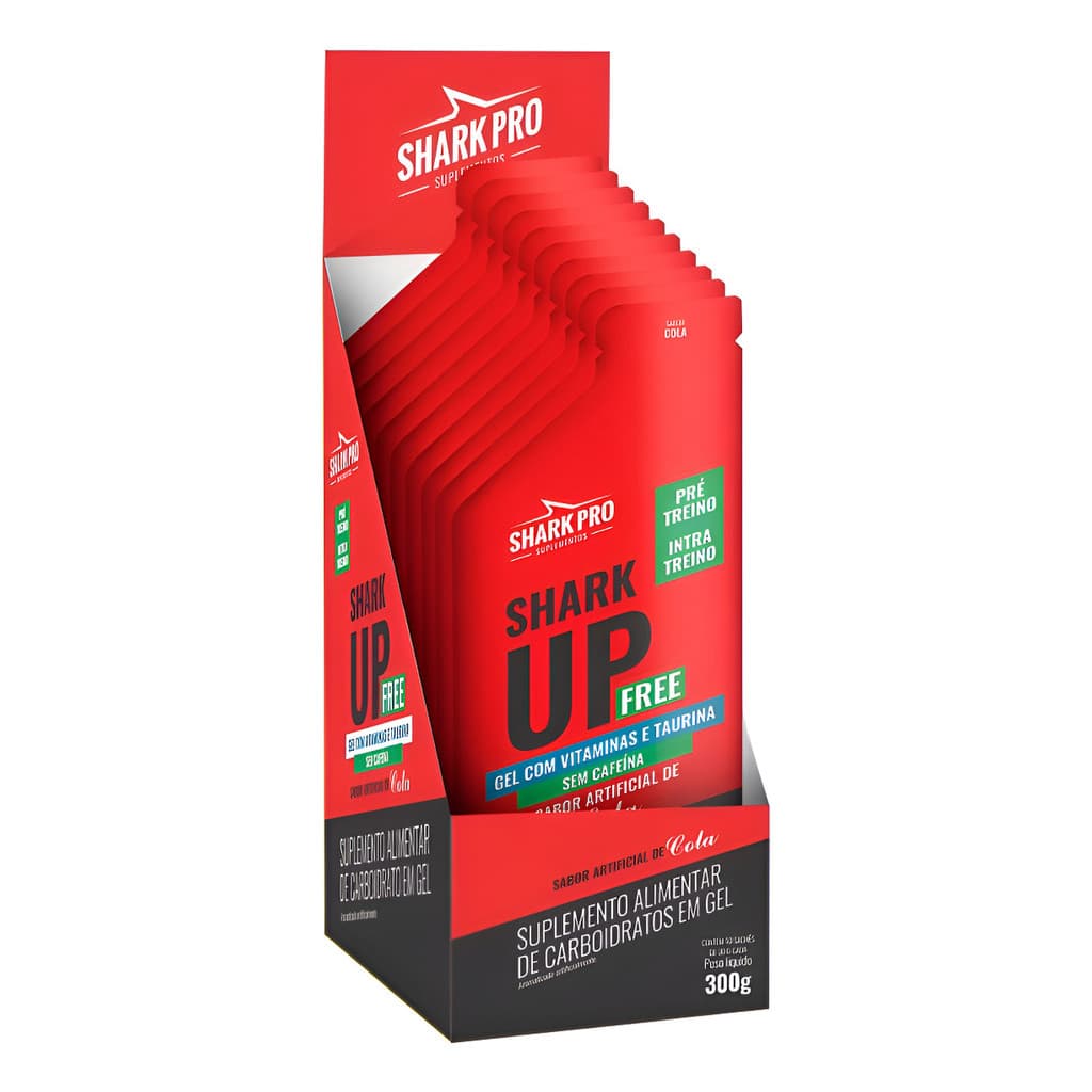 Pré Treino Gel Sem Cafeína Shark Up Free Sabor Cola c/10 Sachês - Shark Pro