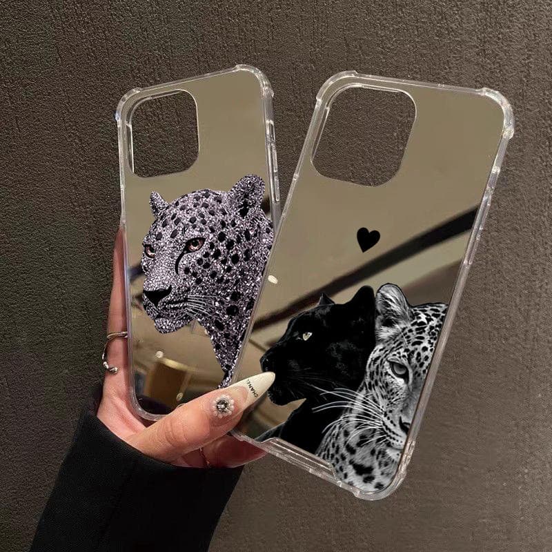 Legal Leopardo Compõem Espelho Caso De Telefone Para iPhone 11 12 13 14 15 16 17 18 Pro Max XS X XR 7 8 Plus Capa À Prov