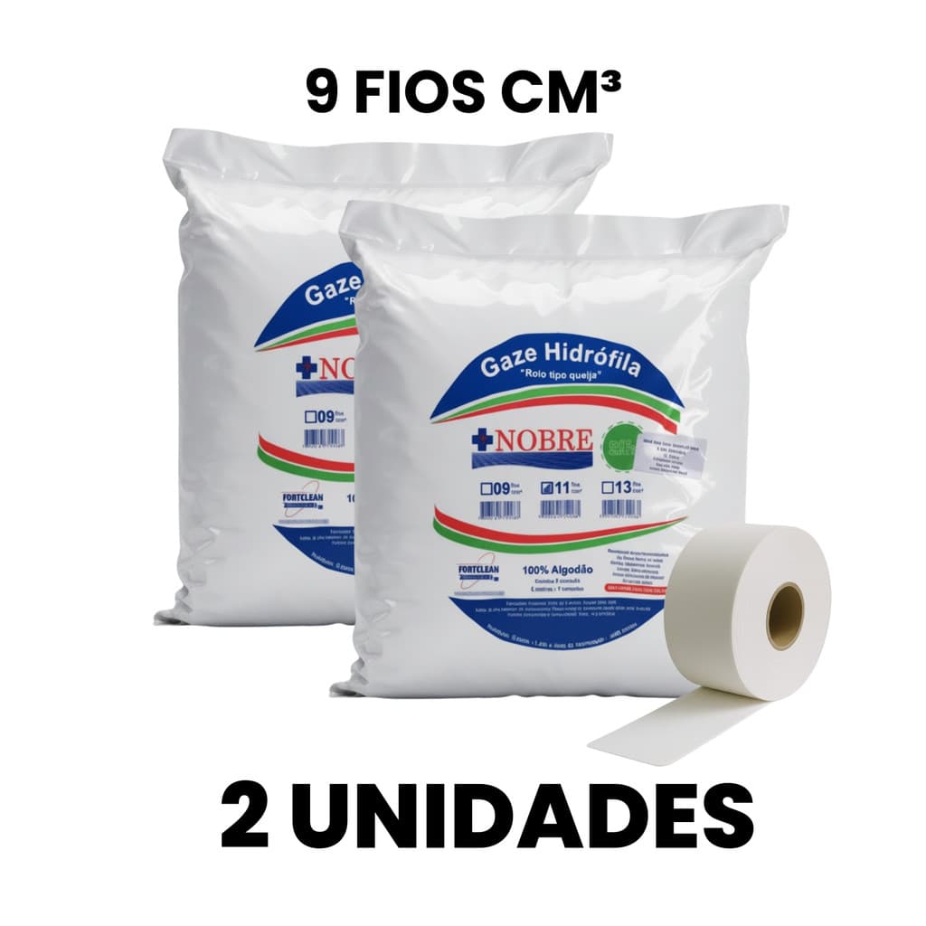 2 Rolos Gaze Tipo Queijo 9 Fios 400g Compressa Hidrófila Kit Gase Não Estéril Recortável p/ Curativo