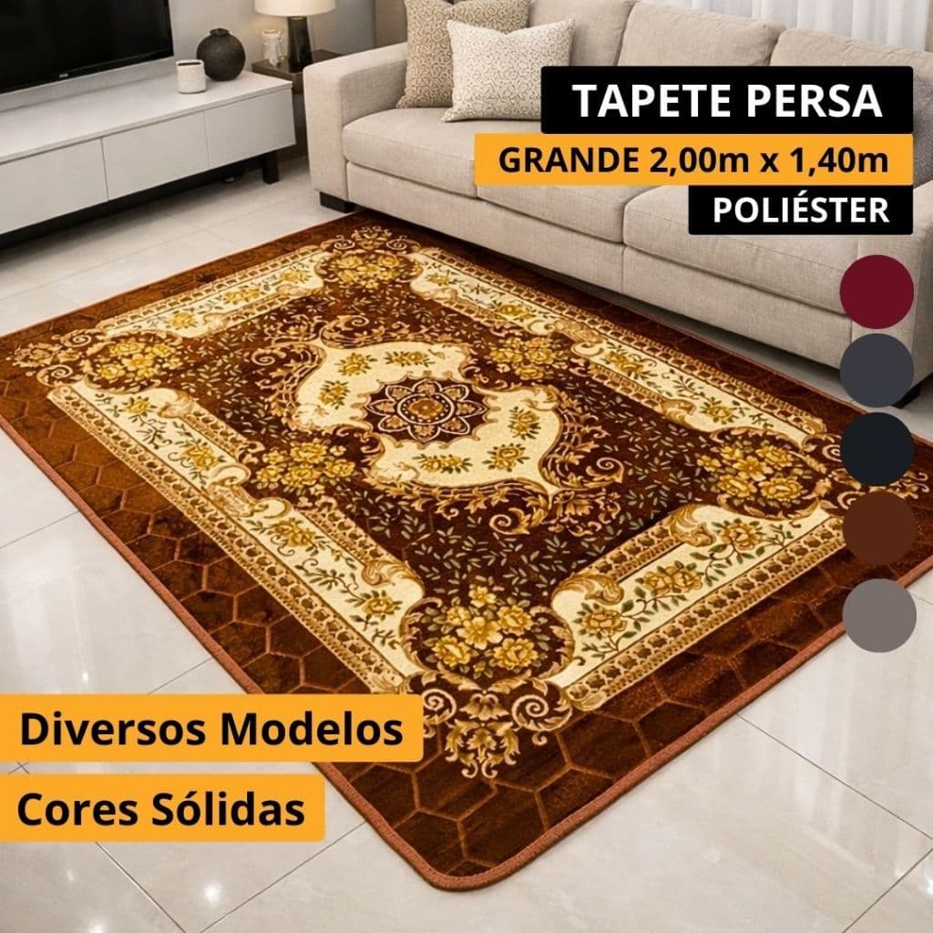 Tapete Grande 2,00m x 1,40m Antiderrapante Floral Tapete Árabe para Sala Quarto grande