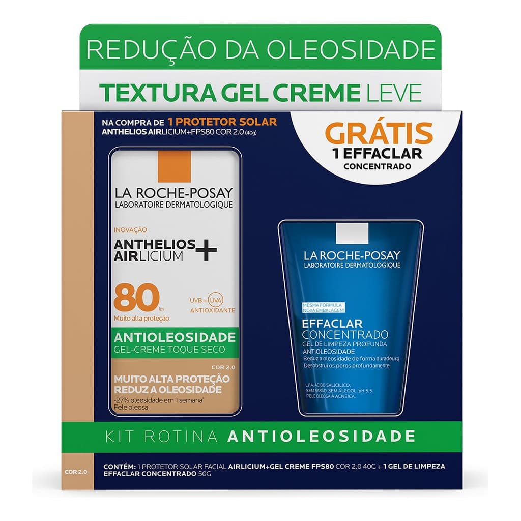 Kit Protetor Solar Facial Anthelios Airlicium 2.0 Fps80 40g + Effaclar Concentrado 50g