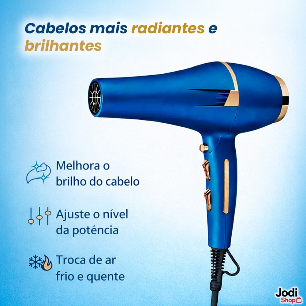 Secador De Cabelo Profissional Potente Com Difusor E Bicos Direcionadores