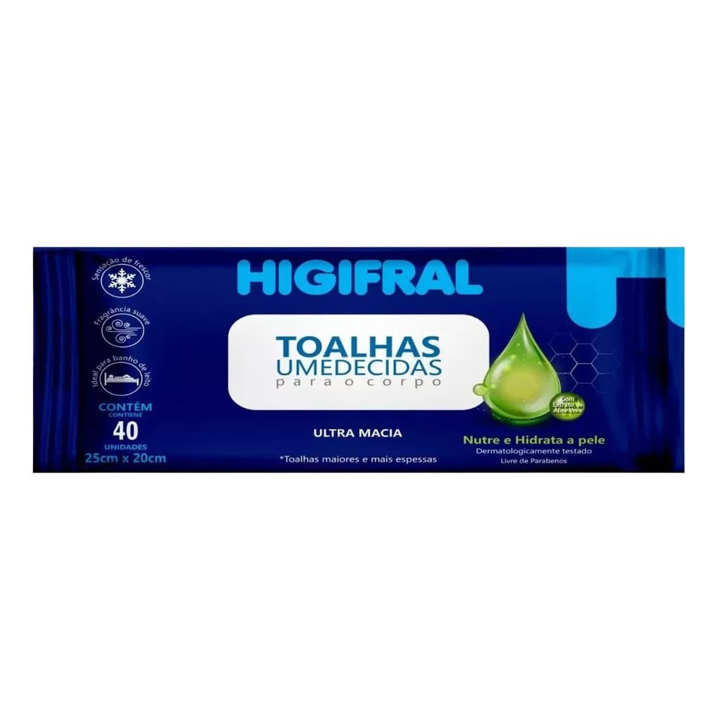 Toalhas Umedecidas Higifral - Com 40 Unidades KIT C/2 UN