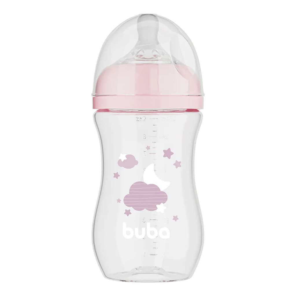 Mamadeira Easy Flow Nuvem Rosa 270ml  - Buba