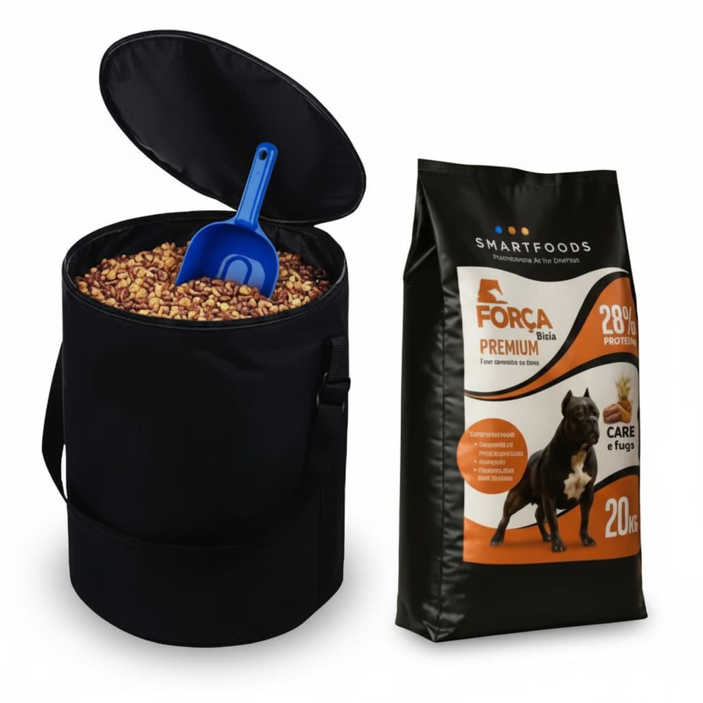Kit Ração Força Bruta 20kg + Container para Ração até 25kg +  Brinde