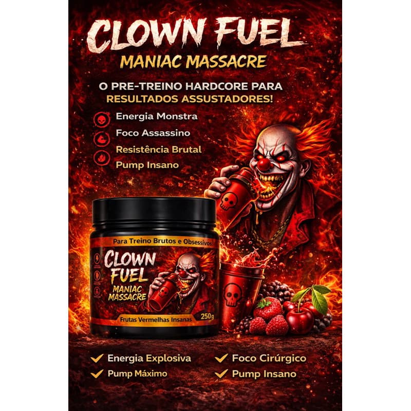 Clown Fuel Extreme Pré-Treino 250g | Energia, Resistência e Pump