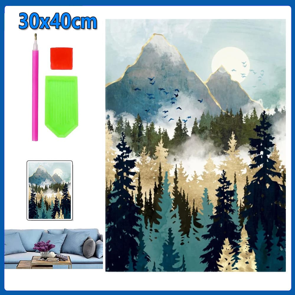 30x40cm Floresta montanhosa Pintura Diamante 5D Pintura de Diamante Conjunto De Pintura Conto De Quadrado 5D Kits