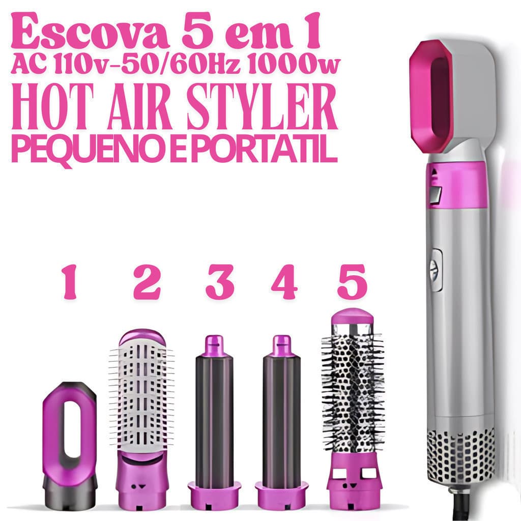 Escova profissional para secador de cabelo com ar quente 5 em 1  110V  anjgg
