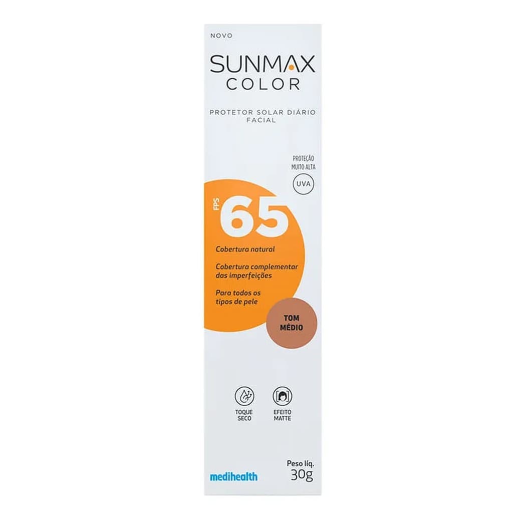 Sunmax Color Protetor Solar Diário Facial FPS65 Tom Médio 30g