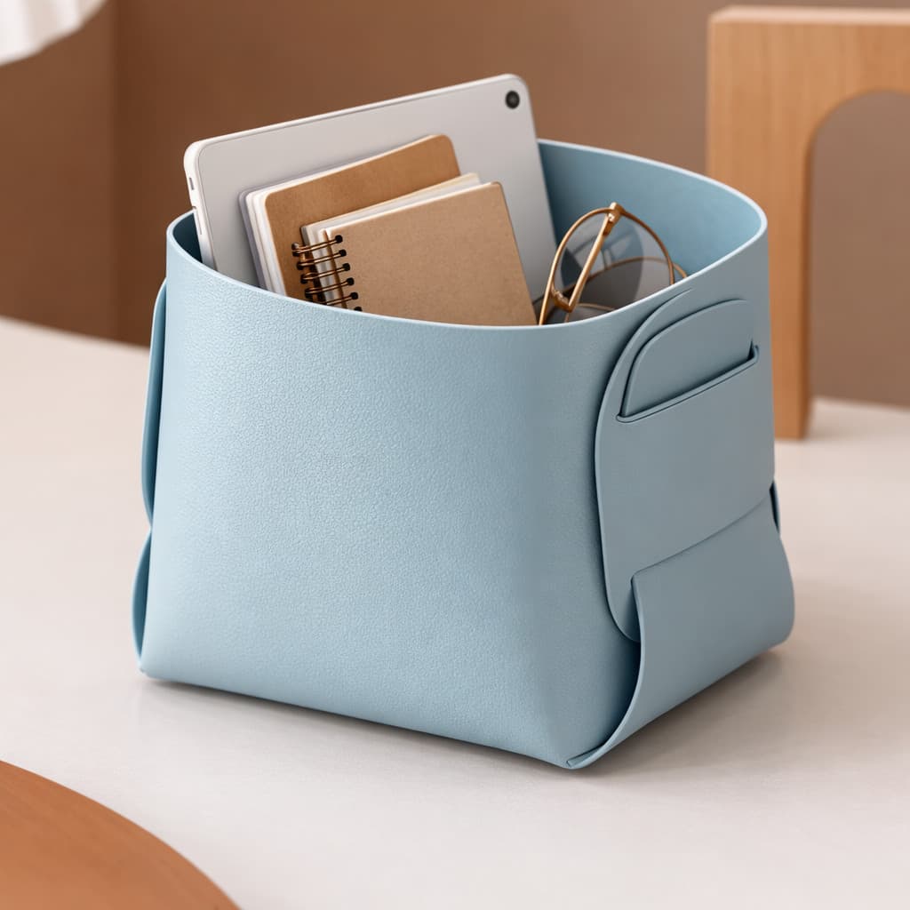 Cesto Organizador de Couro Estilo Nórdico para Mesa Banheiro e Cozinha