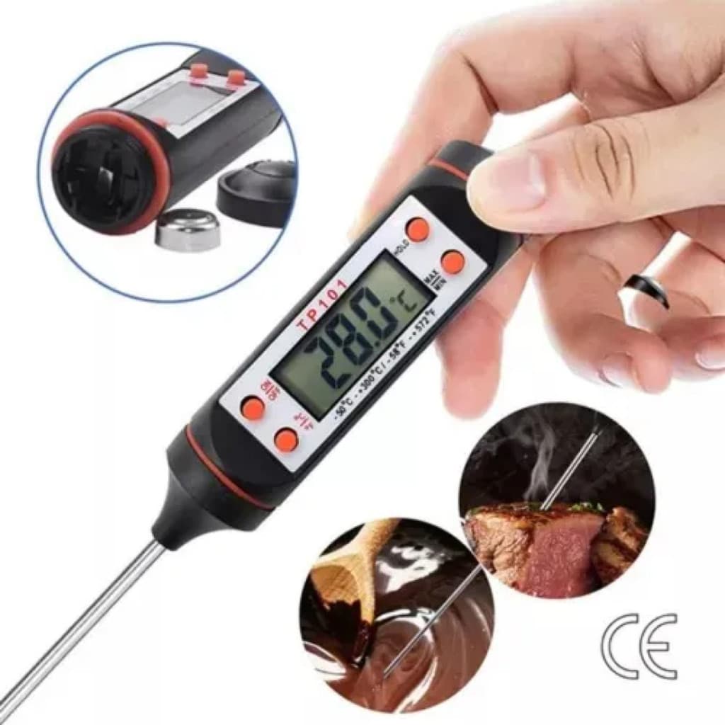 Termômetro Culinário Digital Aço Inox Design Espeto Medição Precisa com Display de Fácil Leitura