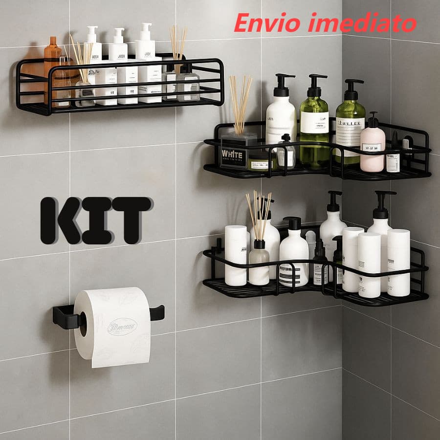 1/2/3/5KIT Prateleira Suporte Organizador Adesivo Parede Banheiro Cozinha Shampoo Sabonete Metal Top