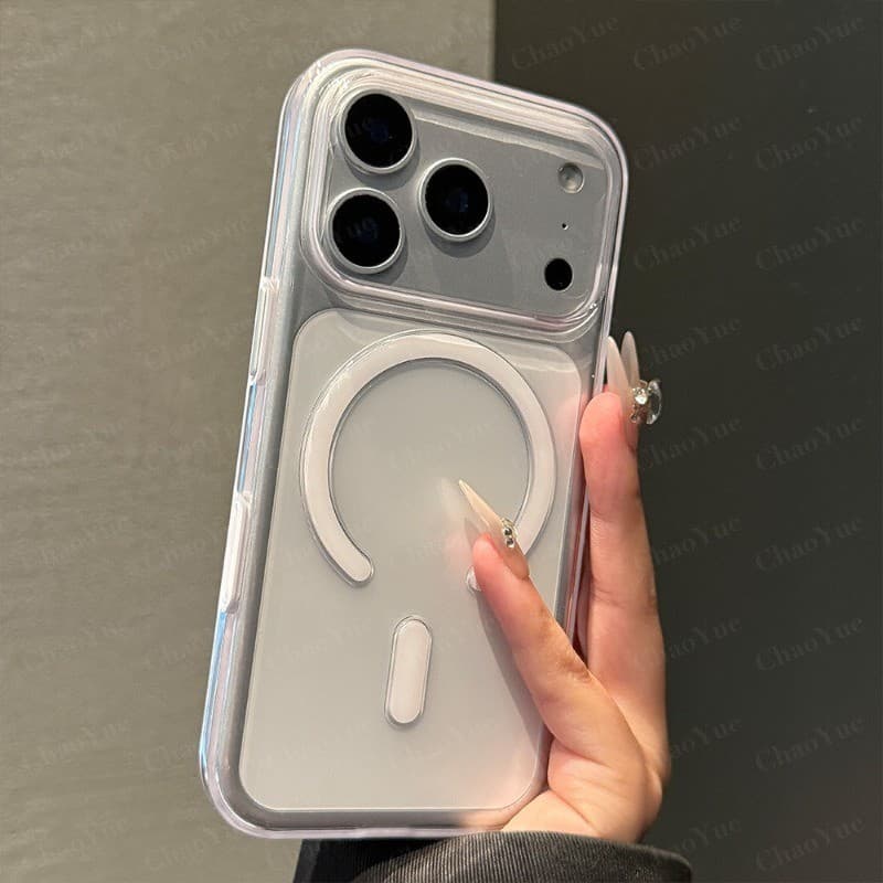 Capa de Telefone Transparente Magnética Compatível com iPhone 18 17 16 15 14 13 12 11 Pro Max Air Plus à Prova de Choque