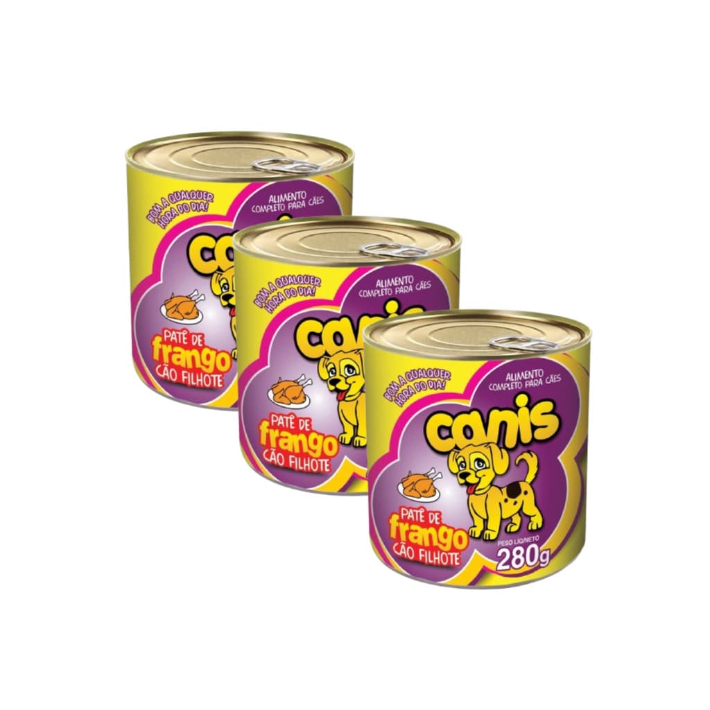 Patê Sabor Frango Ração Úmida Para Cachorro Filhote Canis 280g Kit 3 Unidades