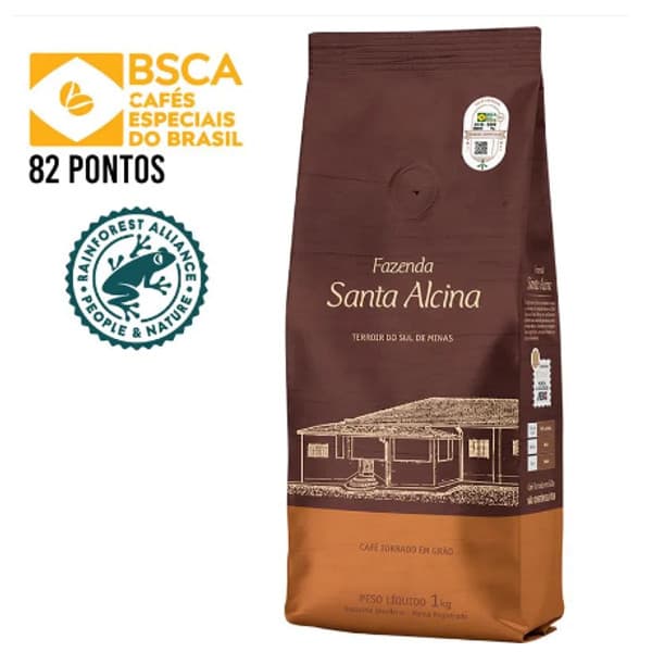 Café Fazenda Santa Alcina em grãos 1 kg 100% Arábica