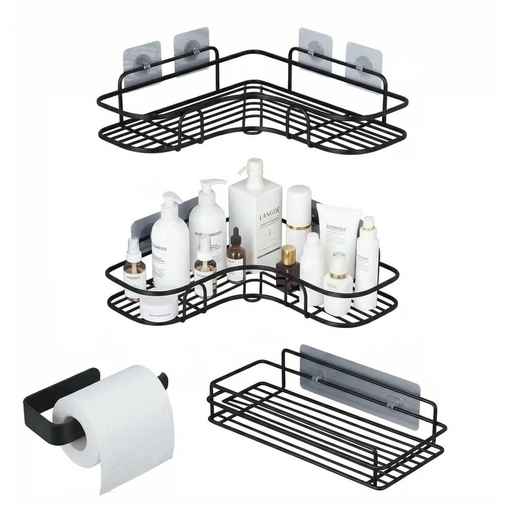 1/2/3/4 Suporte Organizadores De Metal Com Alto Adesivos Para Parede Banheiro Cozinha Lavanderia Shampoo a