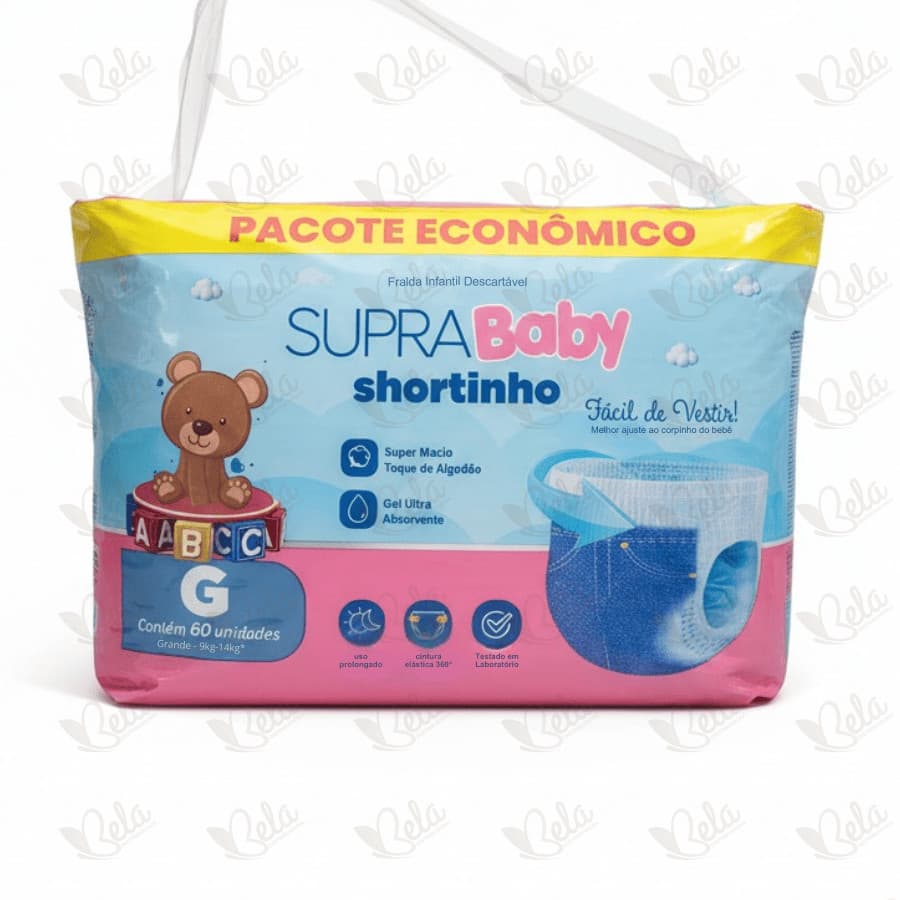 Fralda Calça Supra Baby Shortinho Giga G 60 Unidades