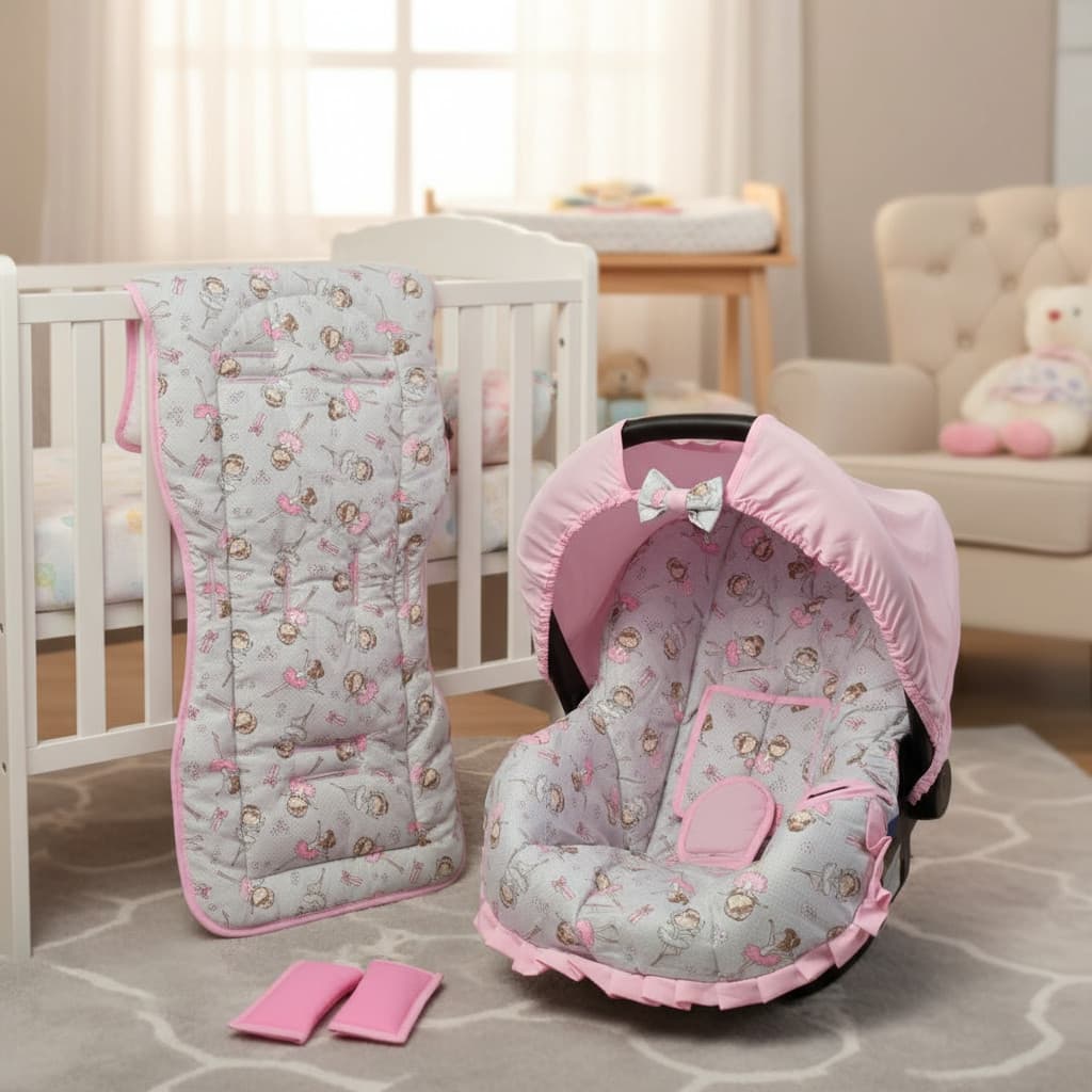 Capa Para Bebê Conforto + Capa De Carrinho Alan Pierre Baby