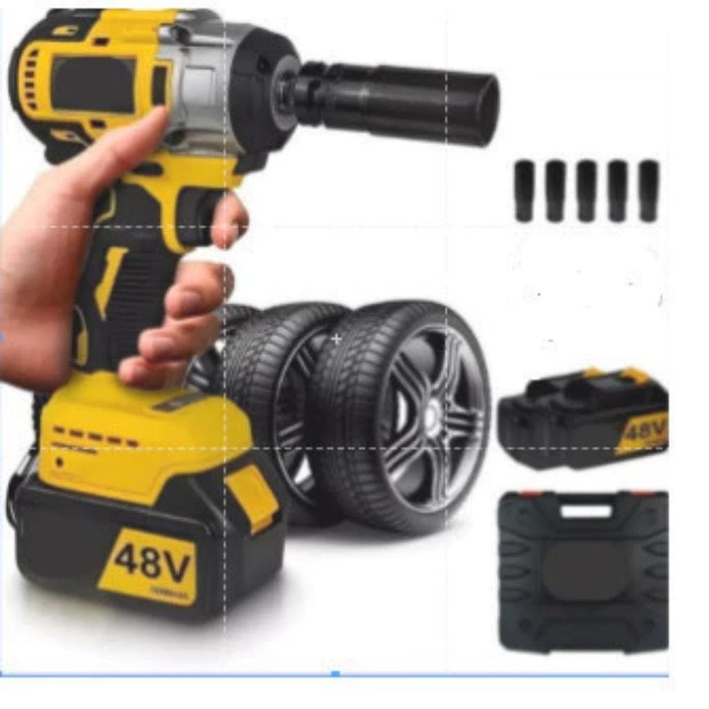 Chave de Impacto 48V Eletrica  Parafusadeira Furadeira  Brushless 48V 2 Baterias kit ferramentas completo