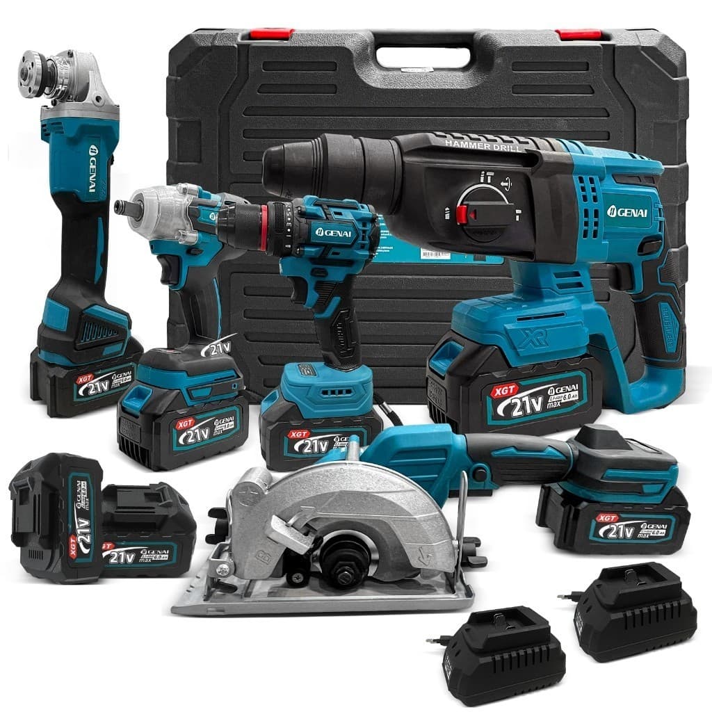 Brushless Kit 5 Em 1 Ferramentas Martelete Esmerilhadeira Lixadeira Parafusadeira Chave Impacto Com 5 Baterias 68V