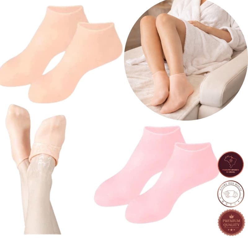 Par de Meias de Silicone Hidratantes para Pés – Spa em Casa | Gel Protetor Reutilizável