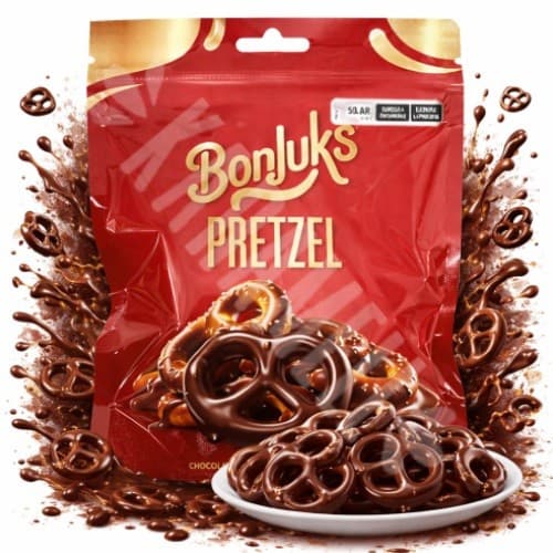 Pretzel Cobertura Chocolate Bonjuks 50g - Importado Turquia