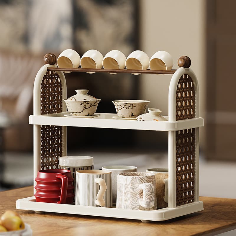 Prateleira Organizadora Multiuso 2 Andares Estilo Vintage para Cozinha, Banheiro, Xícaras e Cosméticos