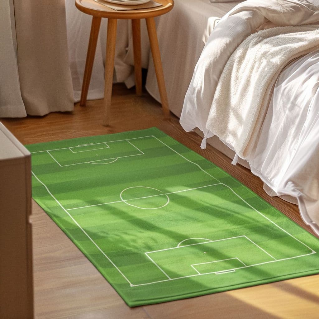 Tapete Decorativo 118x70cm Antiderrapante Sala, Quarto e Escritório Campo Futebol