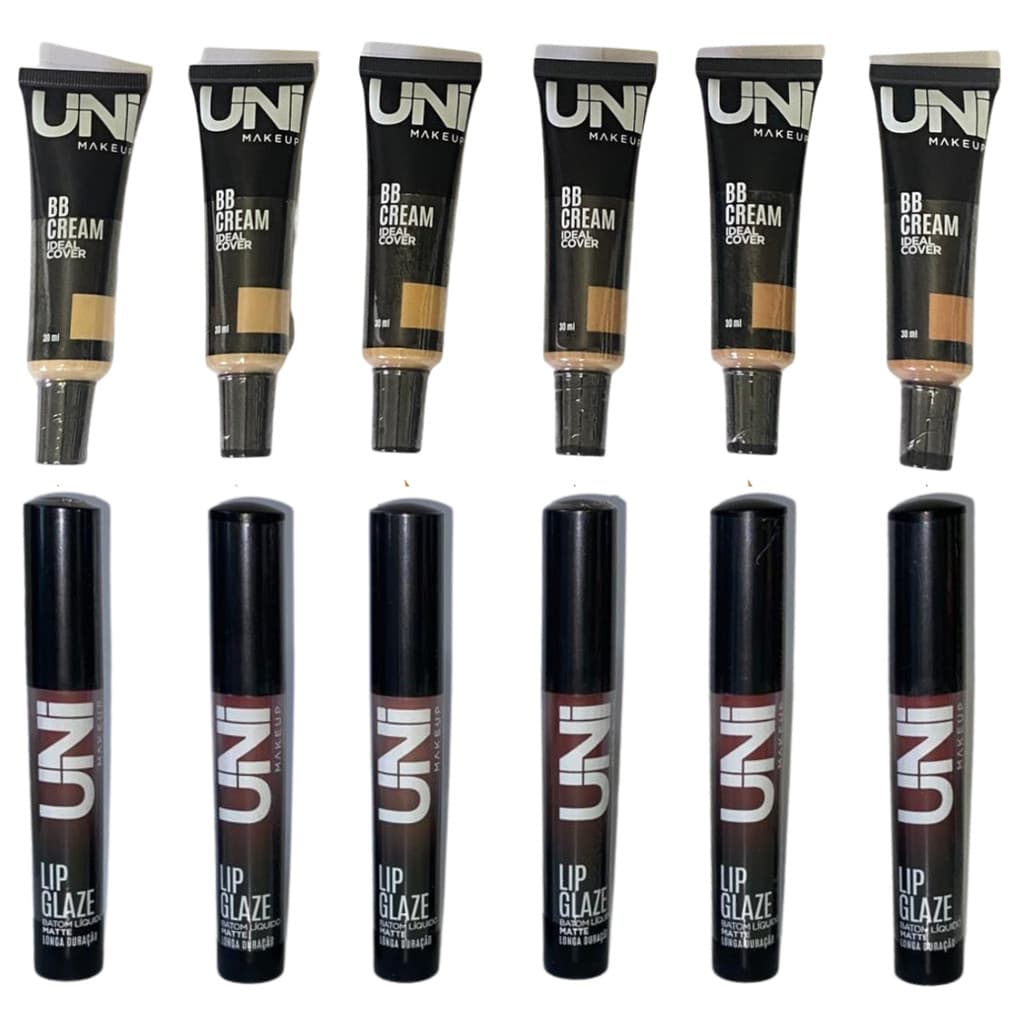 Batom Liquido Matte + Creme Base Matte Alta Pigmentação Hidratante Duração Brilho Natural Unimakeup