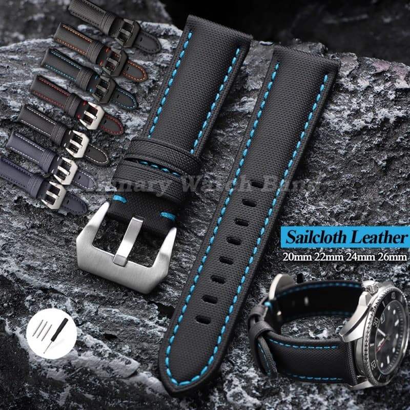 20mm 22mm 24mm 26mm Velacloth Náilon Pulseira De Relógio De Pulso Universal Lona Couro Smartwatch Inteligente Bandas Casa