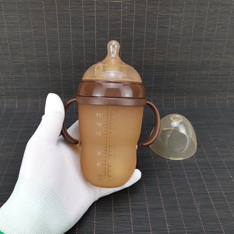 Mamadeira de Silicone de qualidade alimentar para bebês, 150ml, 250ml, resistente a choques, Anti-cólicas, alça de bebê,