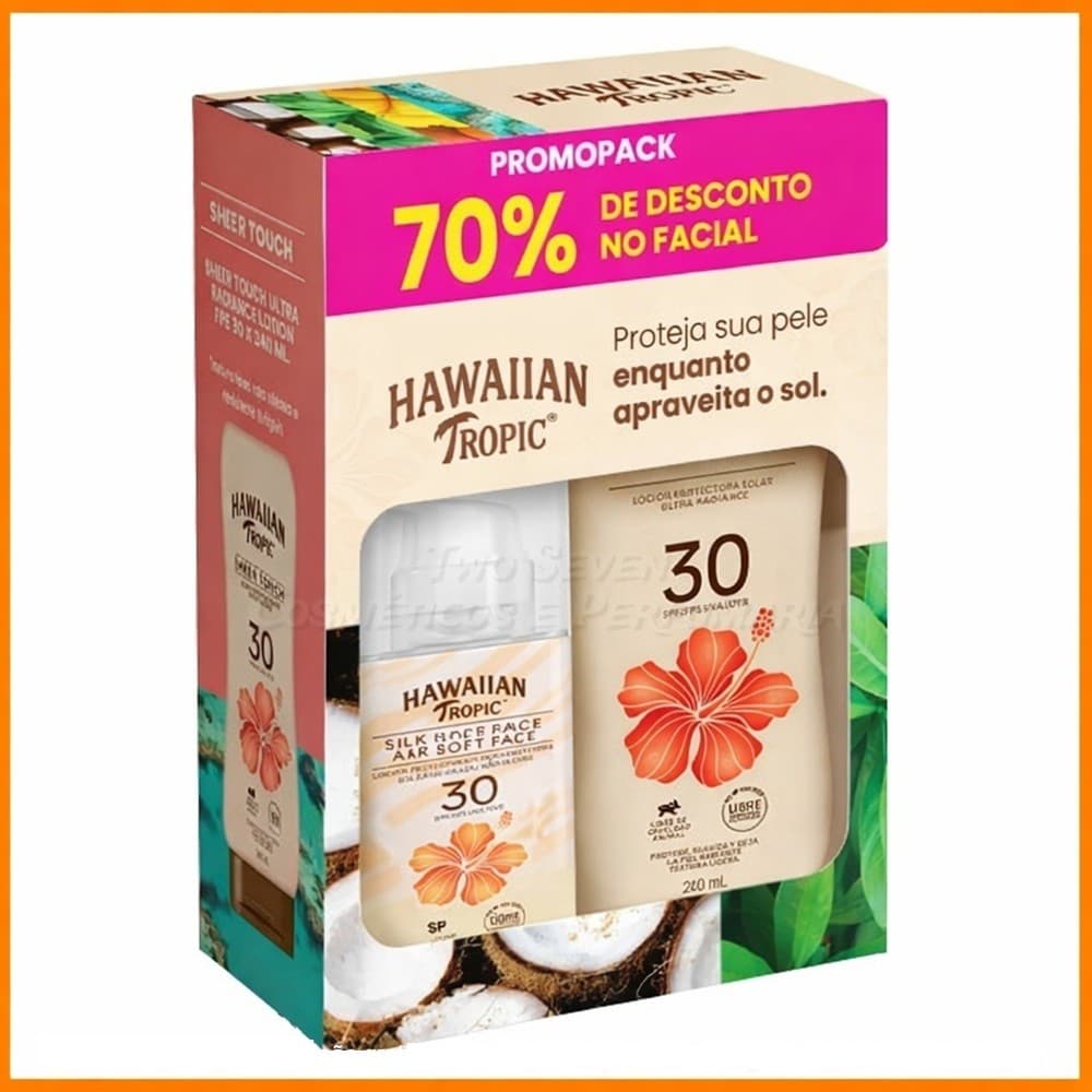 Kit Hawaiian Tropic Protetor Solar Corporal Sheer Touch Fps 30 240ml + Protetor Solar Facial Air Soft Face Fps 30 50ml