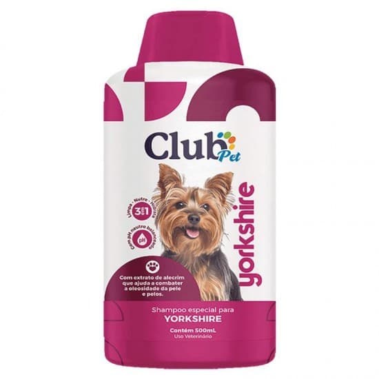 Shampoo Especial para para cães da raça Yorkshire 500ml com extrato de alecrim que ajuda a diminuir a oleosidade da pele